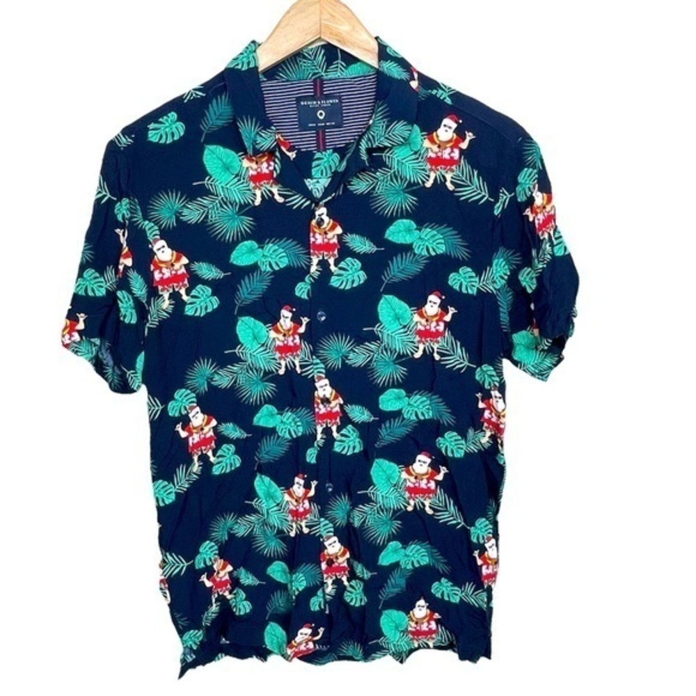 Tropical Santa Button Down